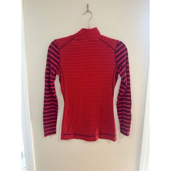 Smartwool Women's Persian Red Mid Weight Pattern Stripe Long Sleeve 1/4 Zip S - Picture 4 of 5